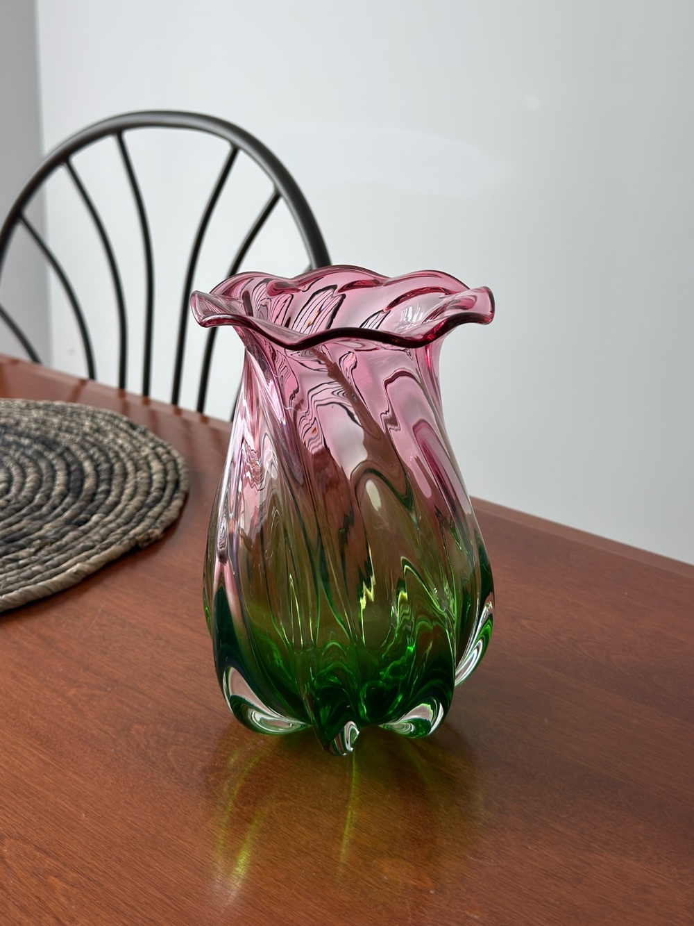 vintage teleflora watermelon glass vase